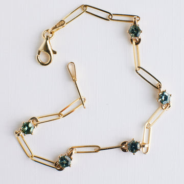 Iris Bracelet - Teal Hexagon Sapphires