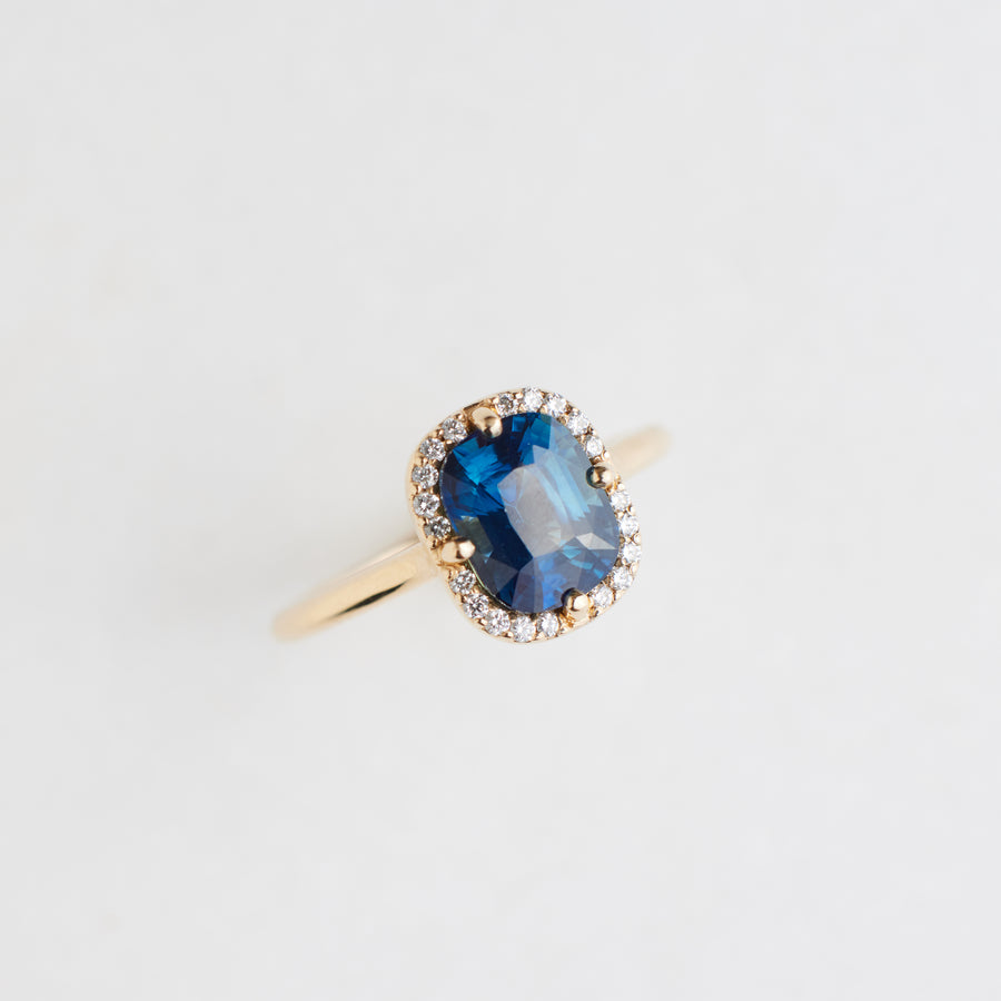 Elizabeth Ring - 2.02 Carat Deep Blue Cushion Cut Sapphire