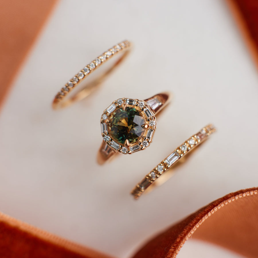 Vera Ring - 1.69 Carat Amber-Green-Yellow Parti Round Sapphire