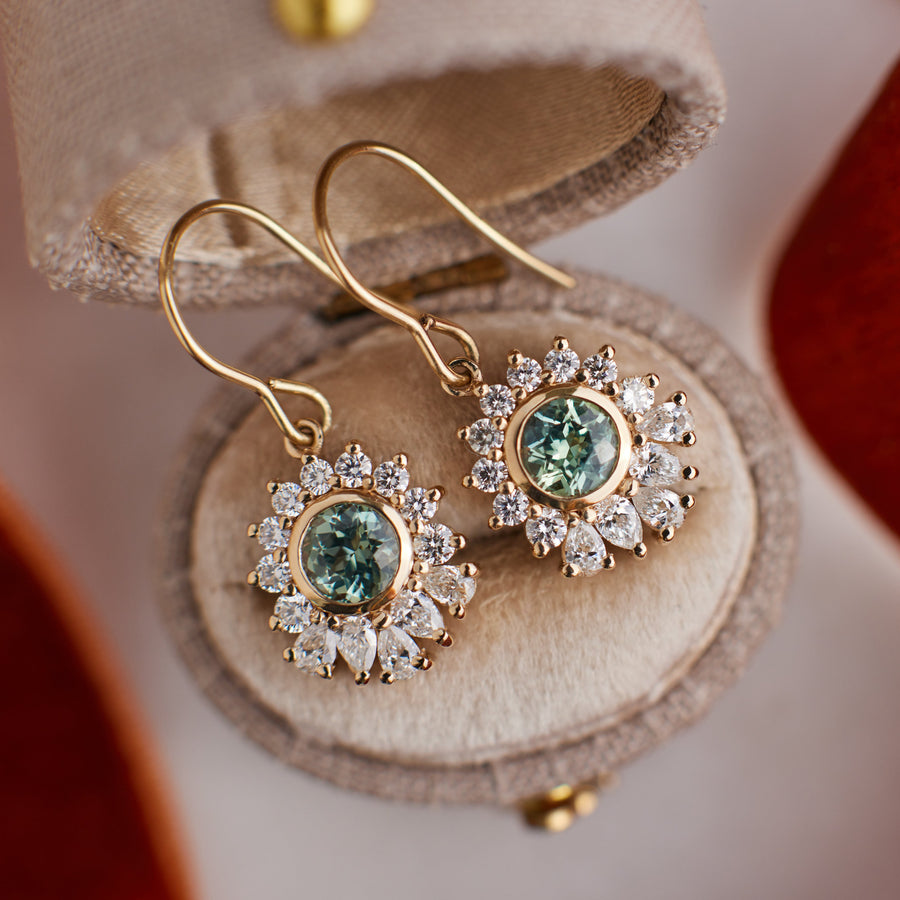 Cypress Earrings - Light Green Montana Sapphires