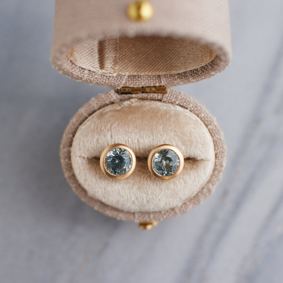 Joey Earrings No. 1 - Pale Seafoam Montana Sapphires