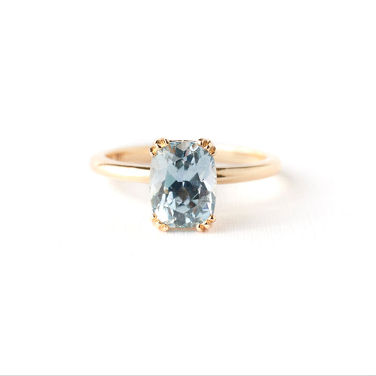 Kennedy Ring - 2.60 Carat Light Silver Blue Cushion Sapphire