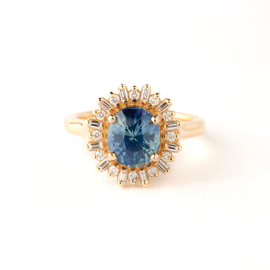 Arielle Ring - 2.04 Carat Light Blue Parti Oval Sapphire