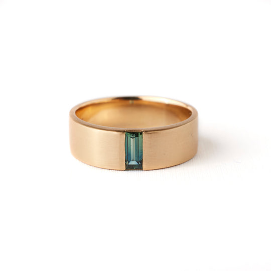 Ellis Band - .46 Carat Teal Bi-Color Baguette Sapphire