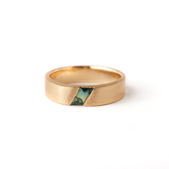 Ellis Band - .35 Carat Green Blue Polygram Bi-Color Sapphire