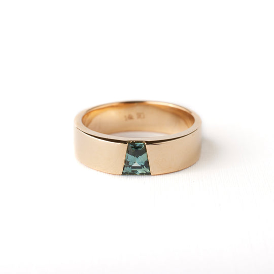 Ellis Band - 0.49 Carat Teal Trapezoid Sapphire