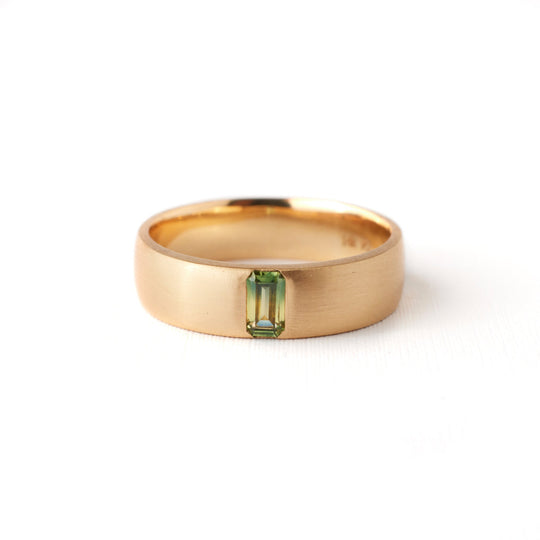 Larkin Band - .37 Carat Yellow Green Bi-Color Emerald-Cut Sapphire