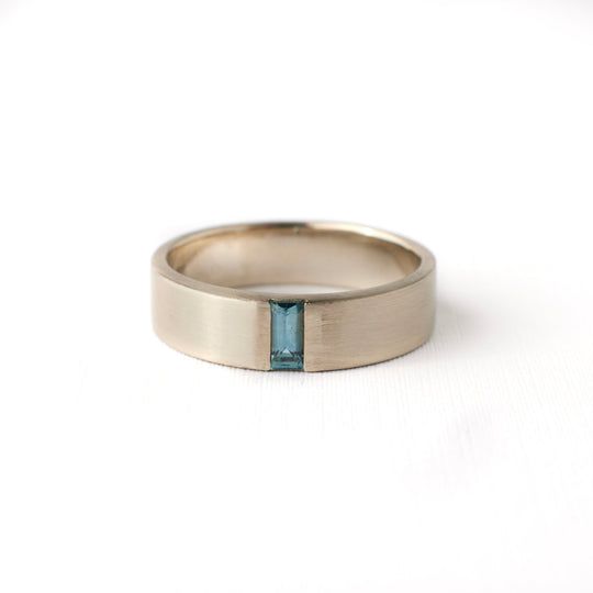 Ellis Band - 0.28 Carat Light Blue Baguette Sapphire