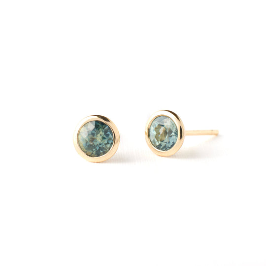 Joey Earrings No. 6 - Light Teal Sapphires