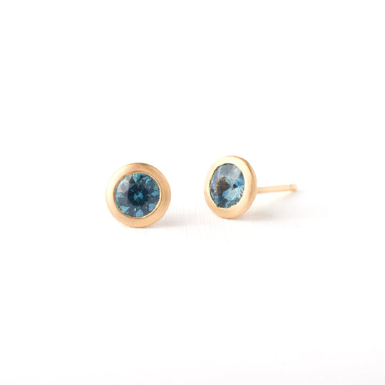 Joey Earrings No. 2 - Denim Blue Montana Sapphires