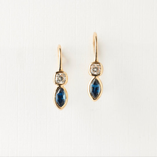 Jada Earrings - Blue Sapphires + Diamonds