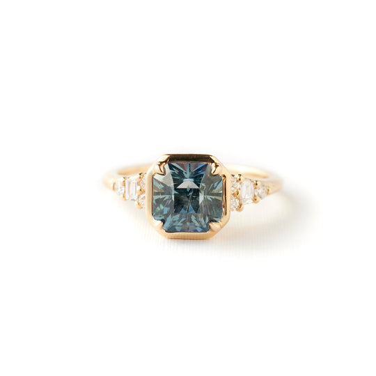 Mulberry Ring - 2.40 Carat Blue Grey Radiant Montana Sapphire