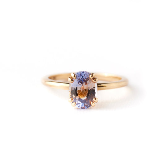 Kennedy Ring - 1.50 Carat Lavender Pink Peach Bi-Color Oval Sapphire