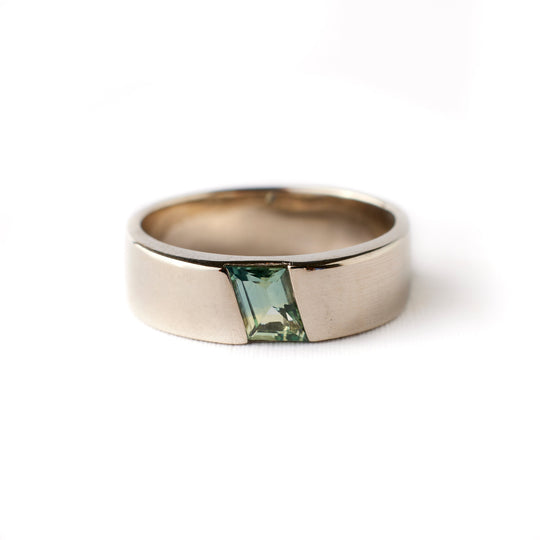Ellis Band - .62 Carat Light Teal Bi-Color Parallelogram Sapphire