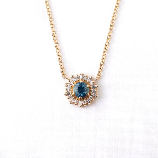 Arielle Necklace - .64 Carat Blue Round Sapphire