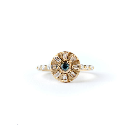 Dahlia Ring - Montana Sapphire + Lab Diamonds