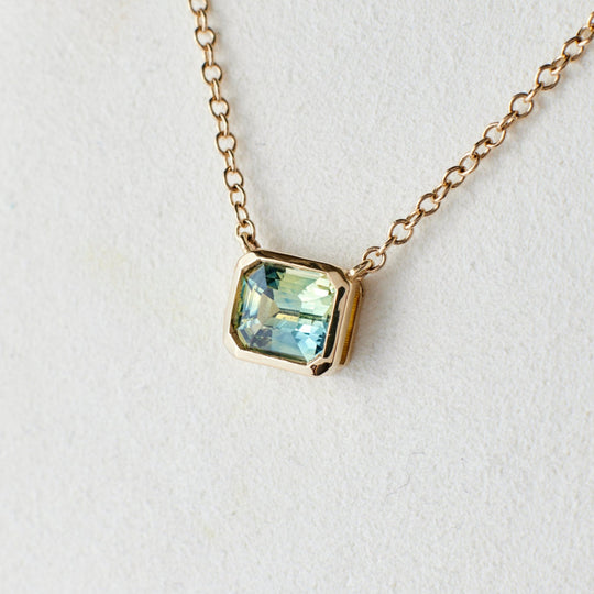 Rosa Necklace - 1.18 Carat Yellow Green Parti Emerald-Cut Sapphire