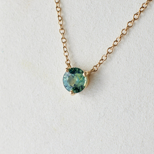 Cece Necklace - 1.09 Carat Seafoam Teal Round Sapphire