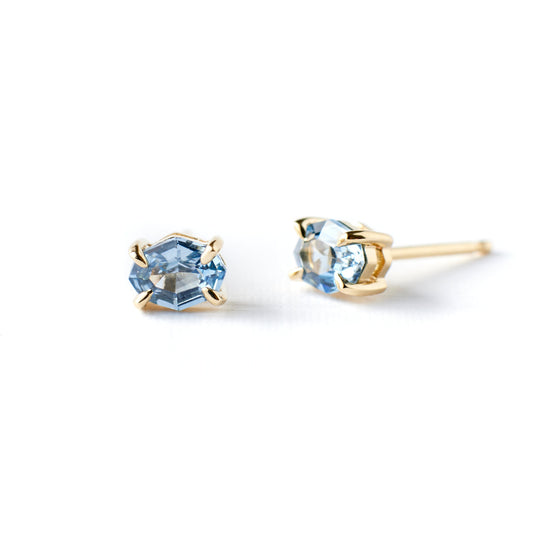 Marian Earrings - Light Blue Geo-Oval Sapphires