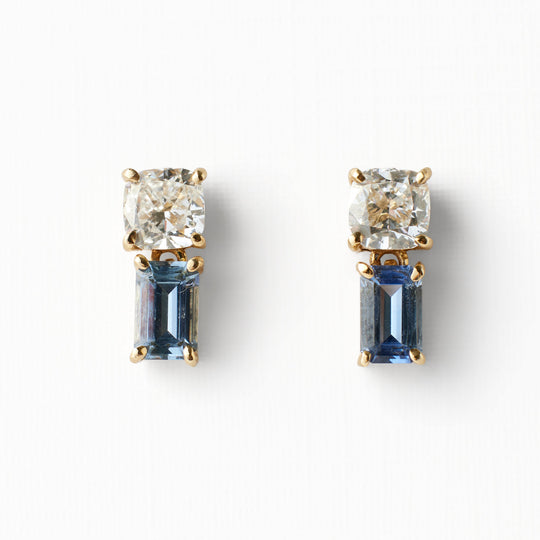 Elliette Earrings - Light Blue Sapphires + Diamonds