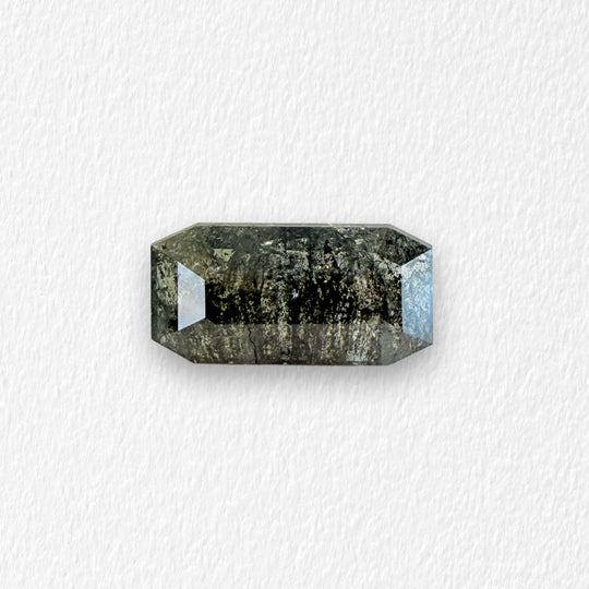 3.72 Carat Rose Cut Rectangle Salt & Pepper Diamond