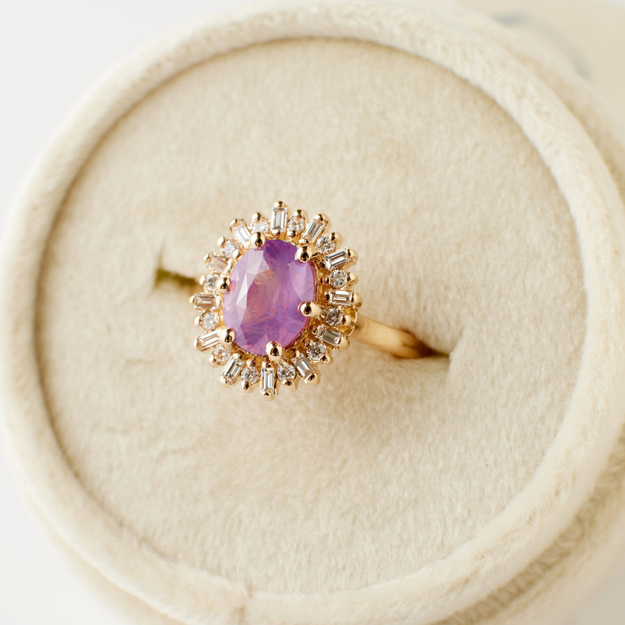 Arielle Ring - 2.10 Carat Pink Purple Oval Sapphire