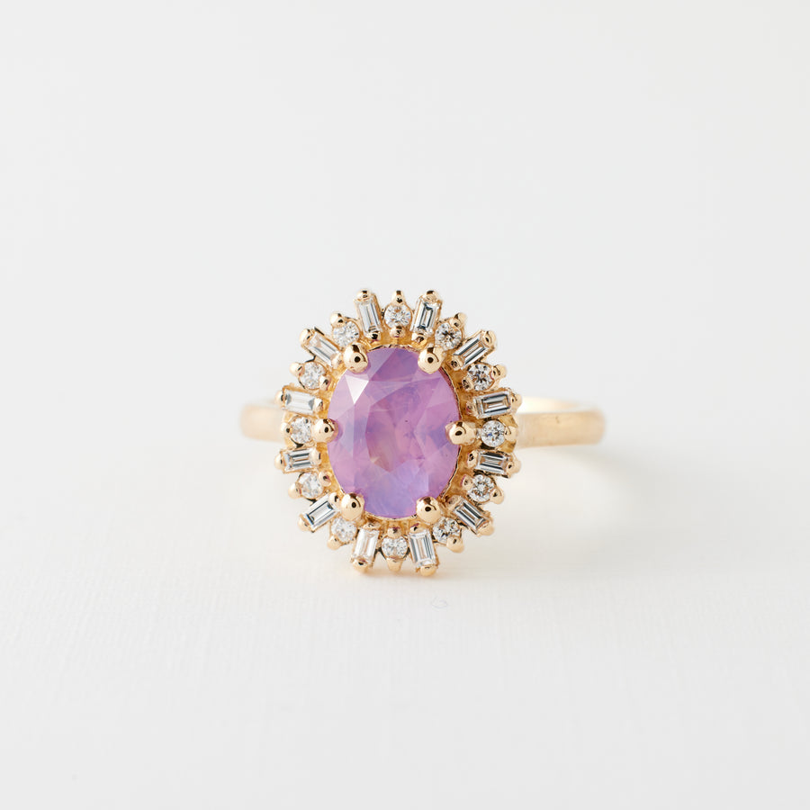 Arielle Ring - 2.10 Carat Pink Purple Oval Sapphire