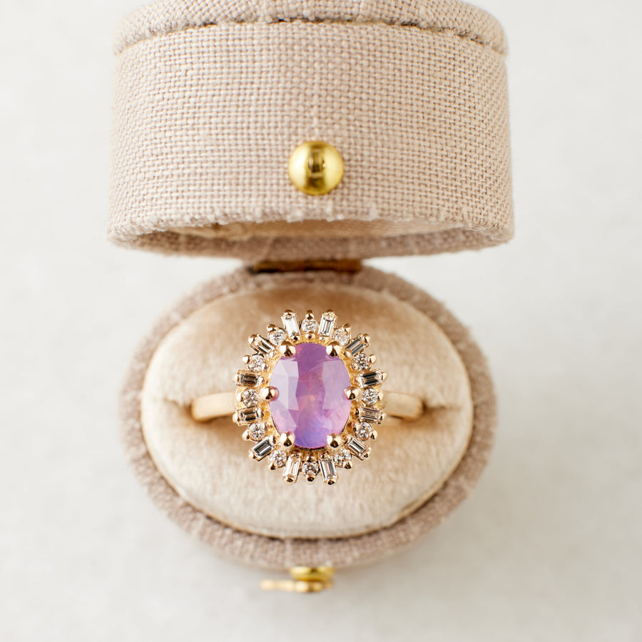 Arielle Ring - 2.10 Carat Pink Purple Oval Sapphire