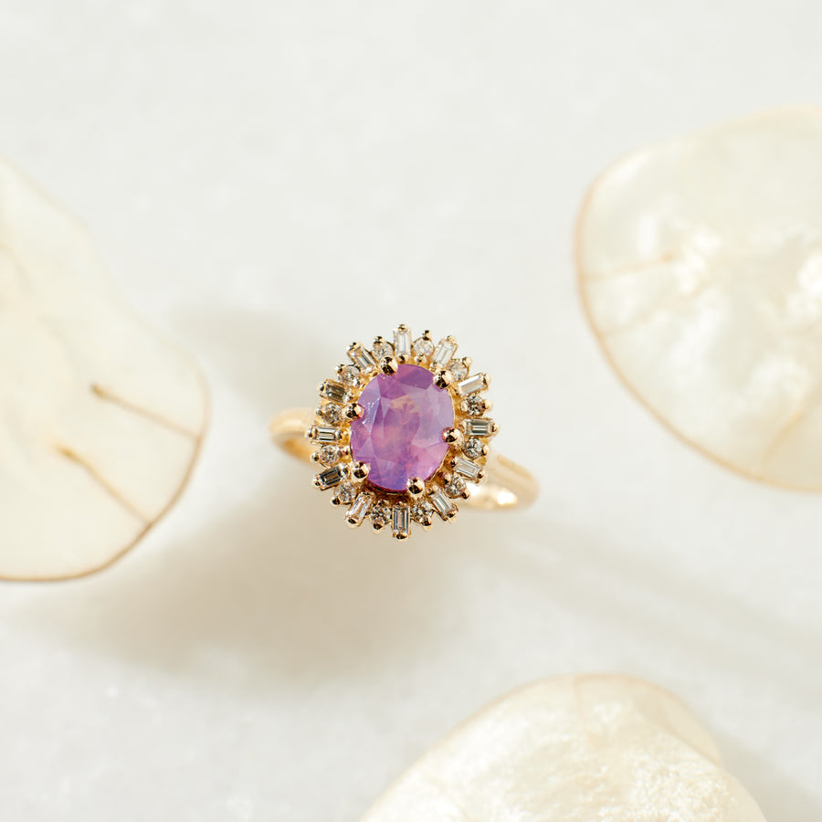 Arielle Ring - 2.10 Carat Pink Purple Oval Sapphire