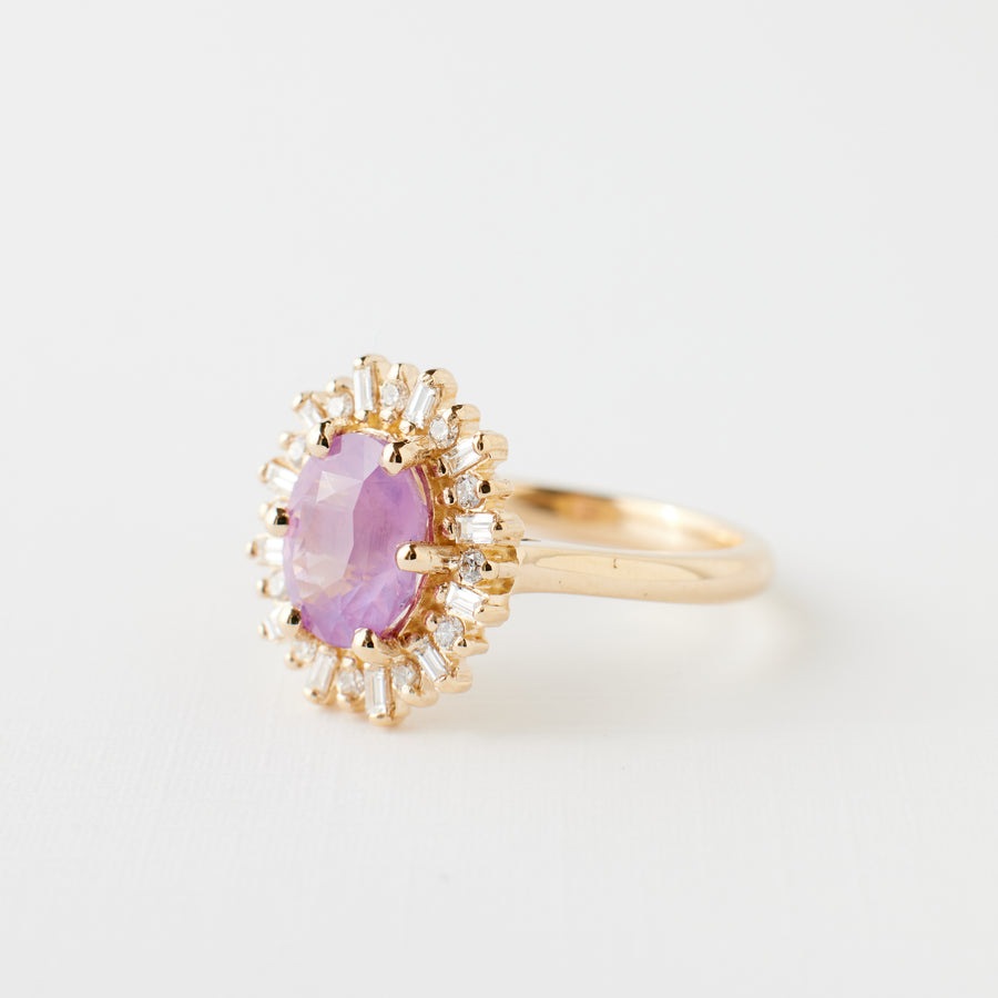 Arielle Ring - 2.10 Carat Pink Purple Oval Sapphire