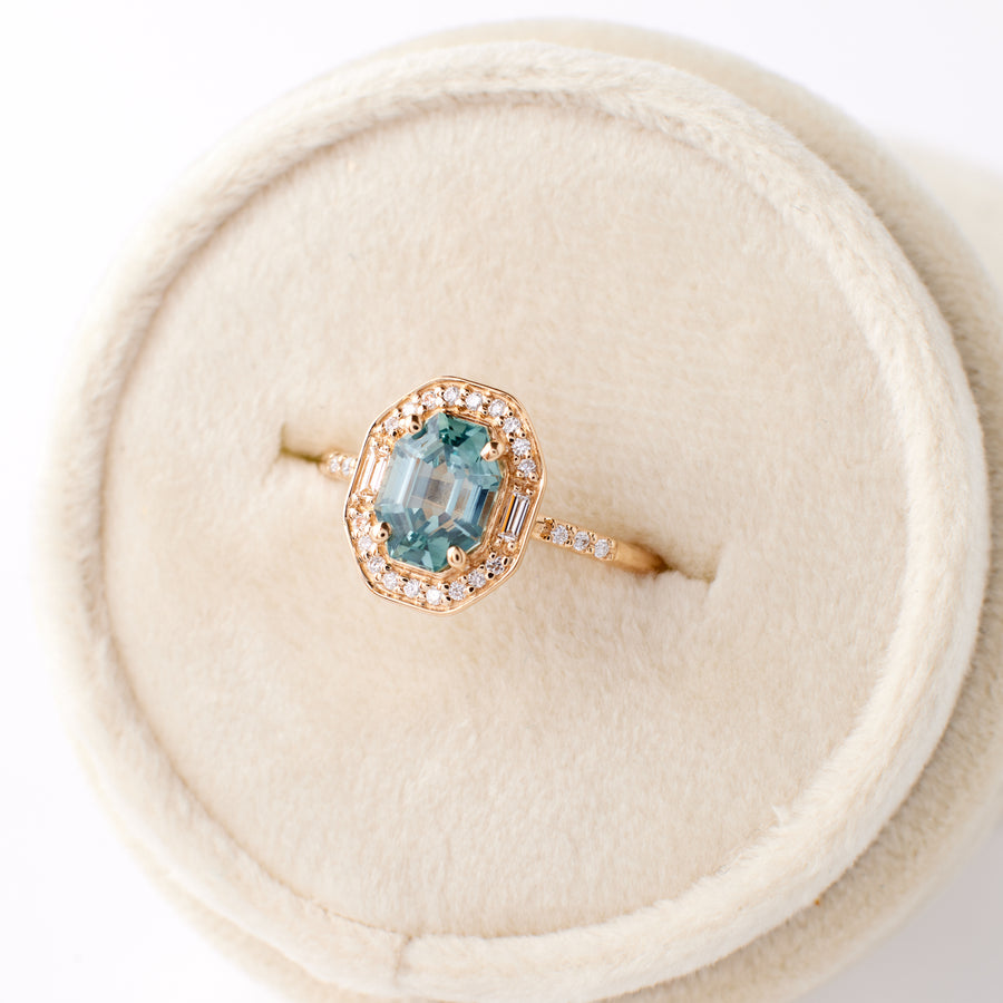 Athena ring - 1.75 Carat Blue-Teal Montana Sapphire