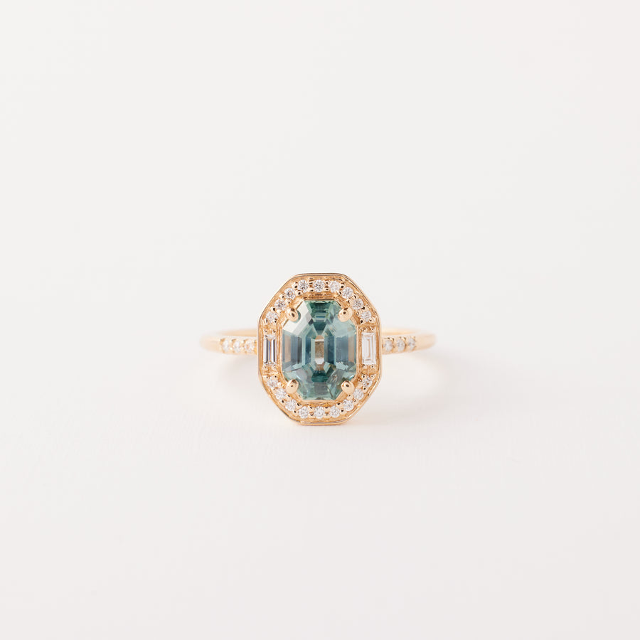 Athena ring - 1.75 Carat Blue-Teal Montana Sapphire