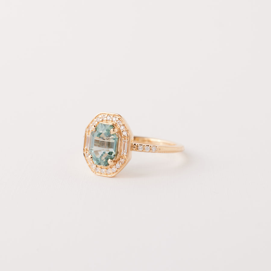 Athena ring - 1.75 Carat Blue-Teal Montana Sapphire