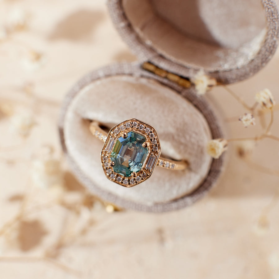 Athena ring - 1.75 Carat Blue-Teal Montana Sapphire