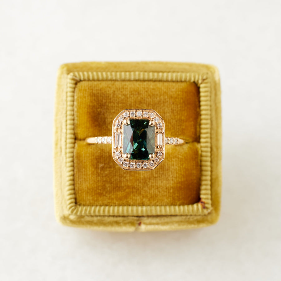 Athena Ring - 1.86 Carat Green-Teal Radiant Sapphire