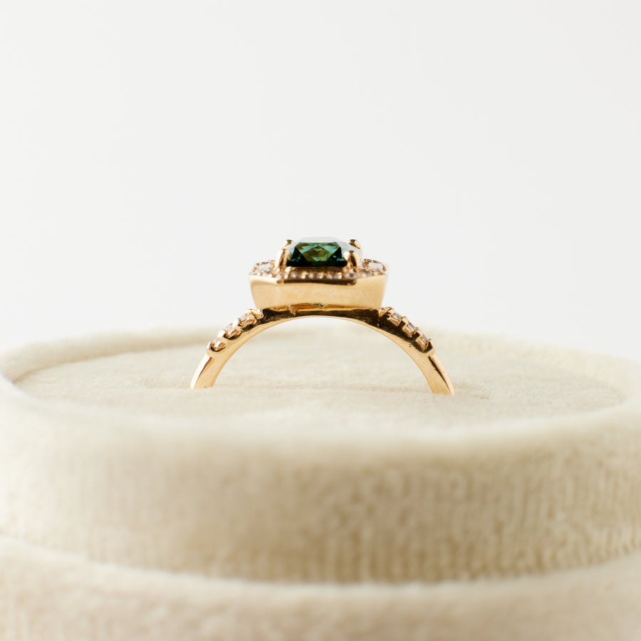 Athena Ring - 1.86 Carat Green-Teal Radiant Sapphire