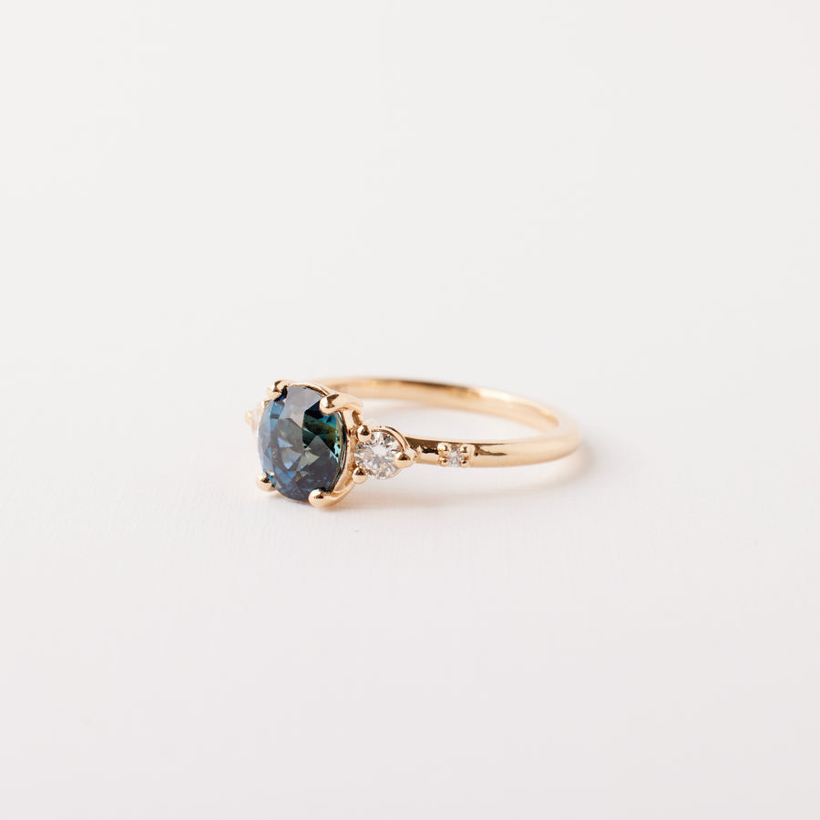 Clio Ring - 1.75 Carat Roval Blue-Teal Sapphire