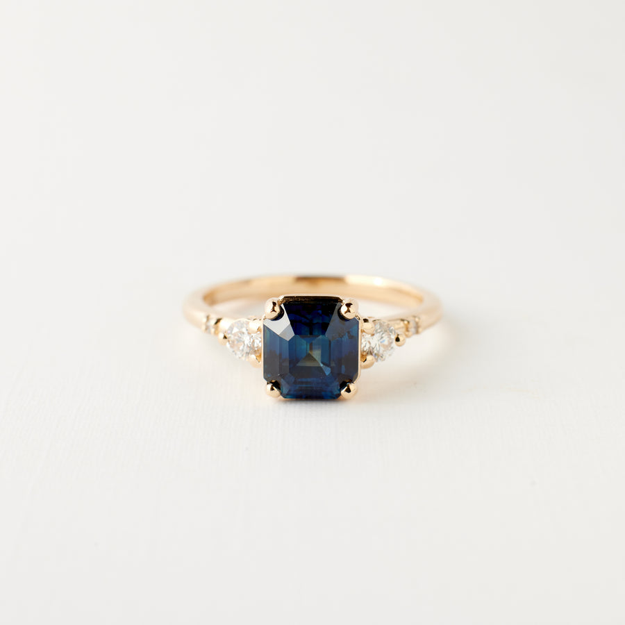 Clio Ring - 2.02 Carat Blue Asscher Cut Sapphire