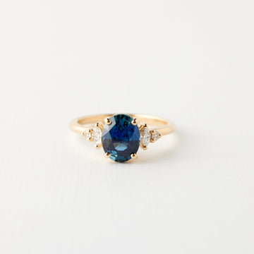 Desi Ring - 2.12 Carat Teal Blue Oval Sapphire