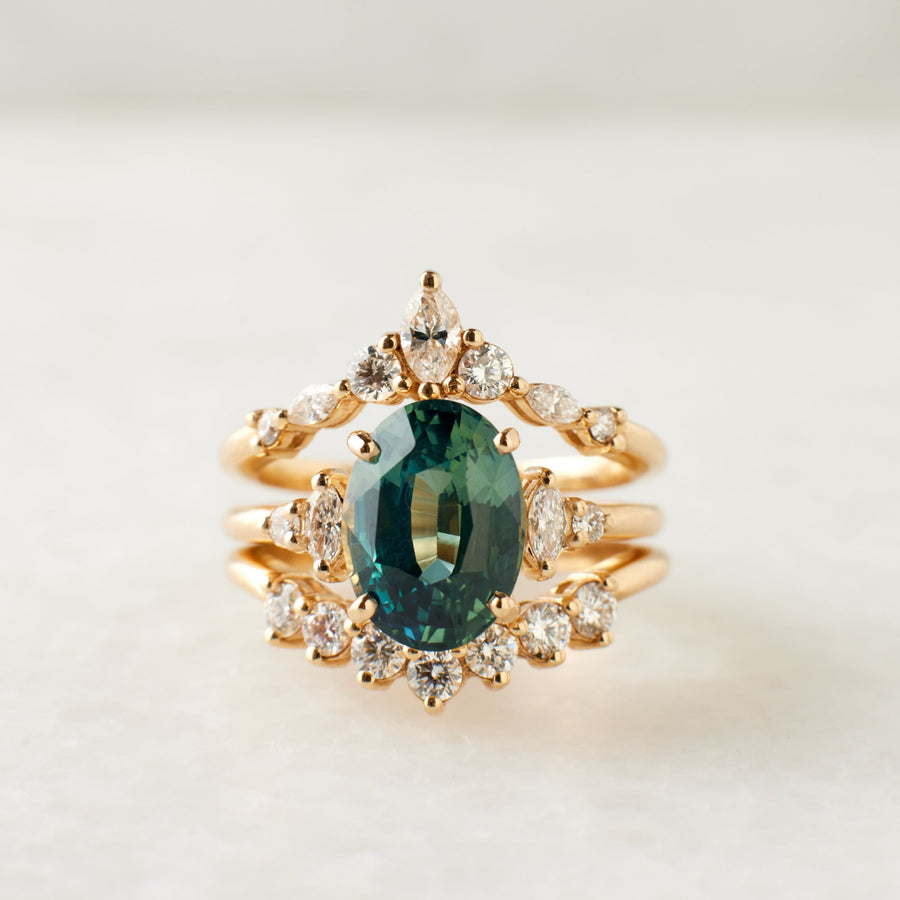 Desi Ring - 3.53 Carat Teal Oval Sapphire