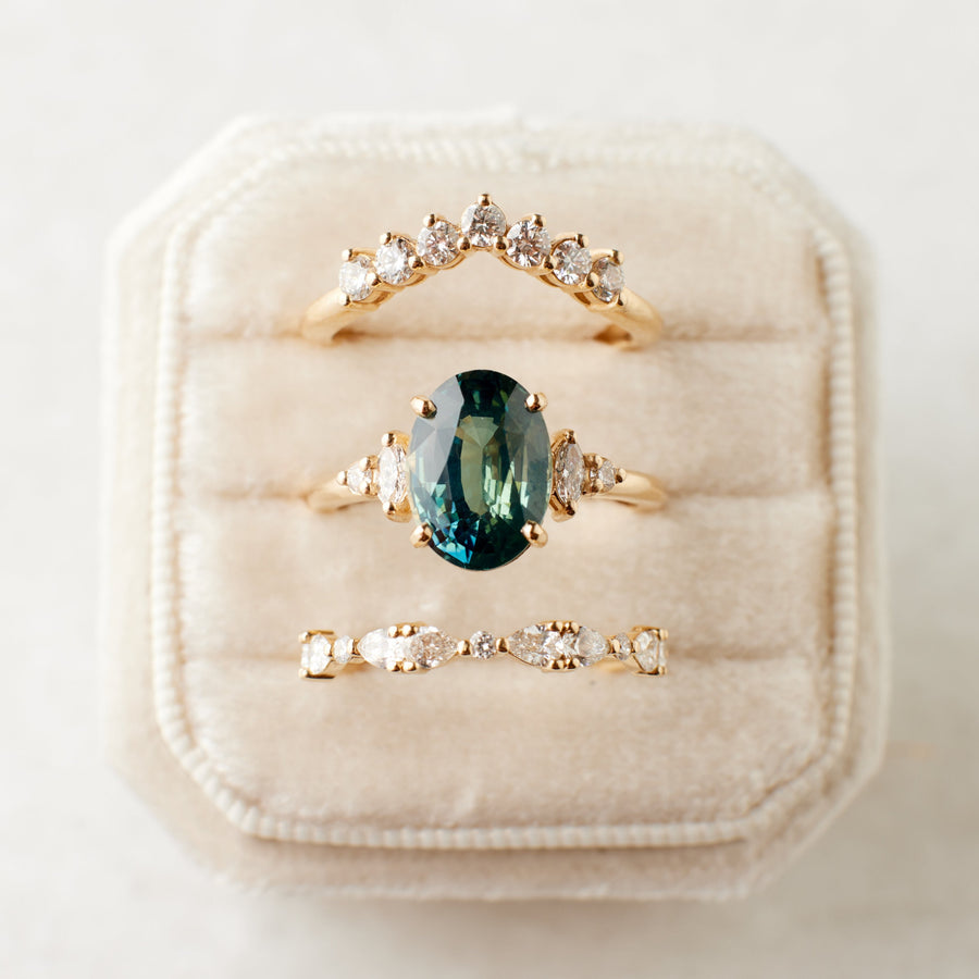 Desi Ring - 3.53 Carat Teal Oval Sapphire