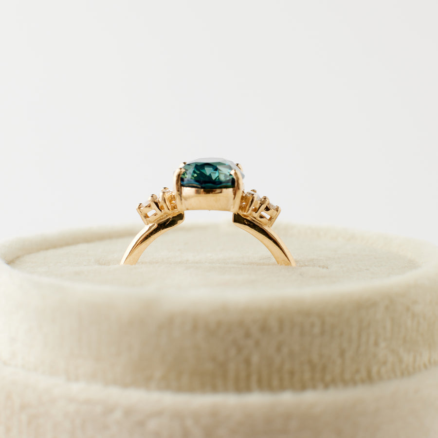 Desi Ring - 3.53 Carat Teal Oval Sapphire