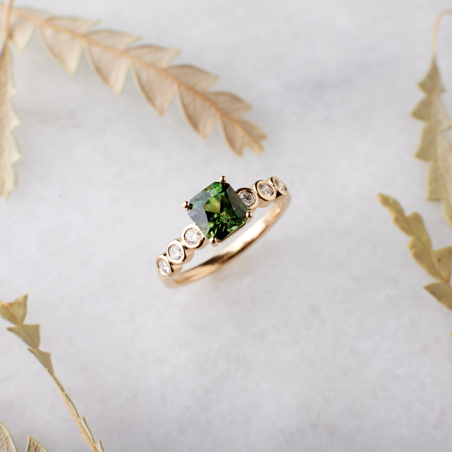 Fern Ring - 1.58 Carat Green Radiant Sapphire