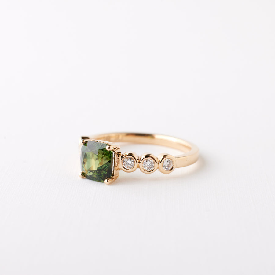 Fern Ring - 1.58 Carat Green Radiant Sapphire