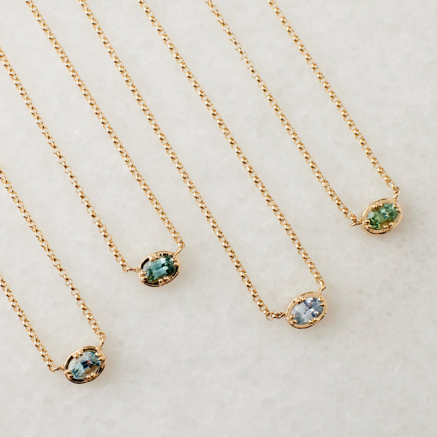 Fiona Necklace - Green Montana Sapphire