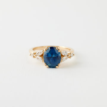 Goldie Ring - 2.30 Carat Blue Oval Sapphire