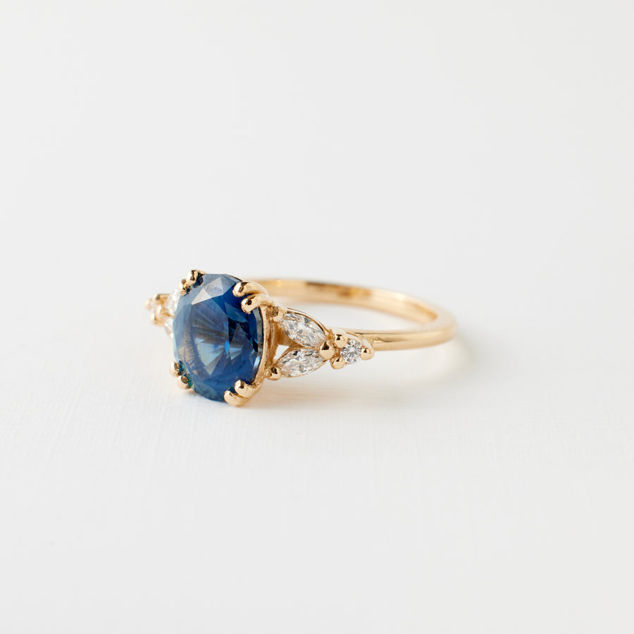 Goldie Ring - 2.30 Carat Blue Oval Sapphire