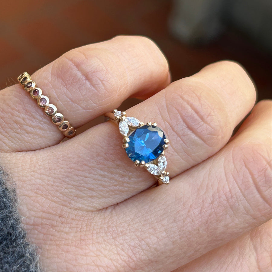 Goldie Ring - 2.30 Carat Blue Oval Sapphire