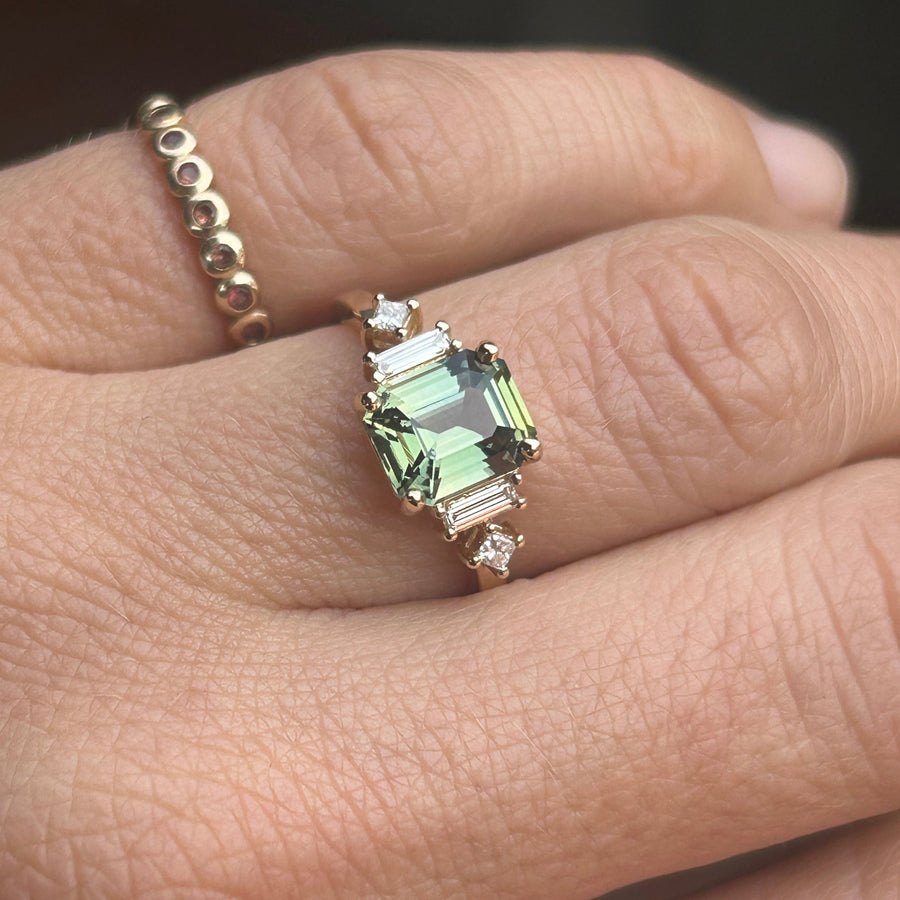 Josie Ring - 2.15 Carat Green Emerald Cut Sapphire