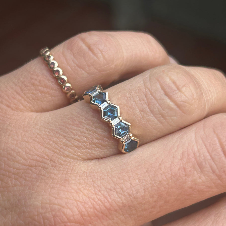 Arden Ring - True Blue Hexagon Sapphires + Diamonds